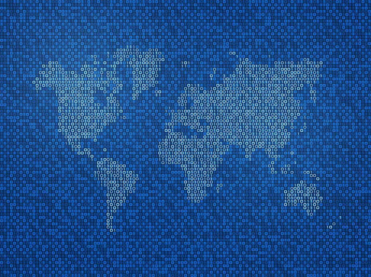 Binary code world map