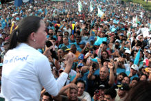 La oposición venezolana y la vía electoral Maria Corina Machado Of The Opposition Party During A Rally in Maracaibo