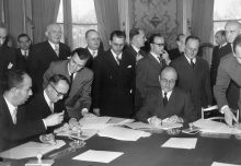 France And Germany Signing The Schuman Declaration