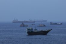 Commercial ships and oil tankers in Gulf of Oman ahead of Hormuz reopening
