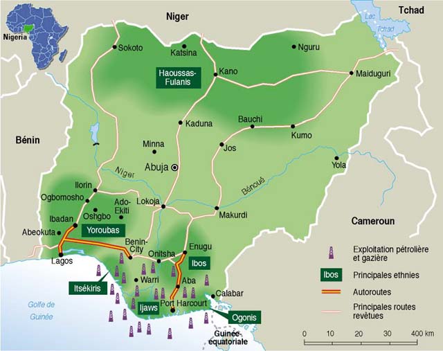 Mapa del petróleo en Nigeria